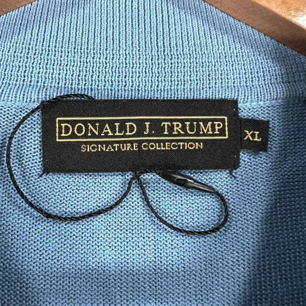 Donald J Trump Sweater Mens XL Extra Large Blue Long Sleeve Collared Casual‎